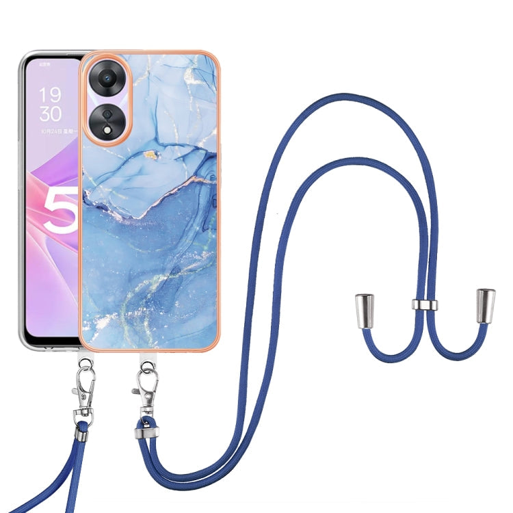 Electroplating Marble Dual-side IMD Phone Case with Lanyard, For OPPO Reno10 Pro 5G Global, For OPPO A78 4G, For OPPO Reno8 T 4G, For OPPO A78 / A58