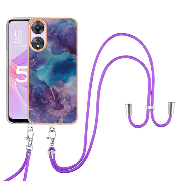 Electroplating Marble Dual-side IMD Phone Case with Lanyard, For OPPO Reno10 Pro 5G Global, For OPPO A78 4G, For OPPO Reno8 T 4G, For OPPO A78 / A58