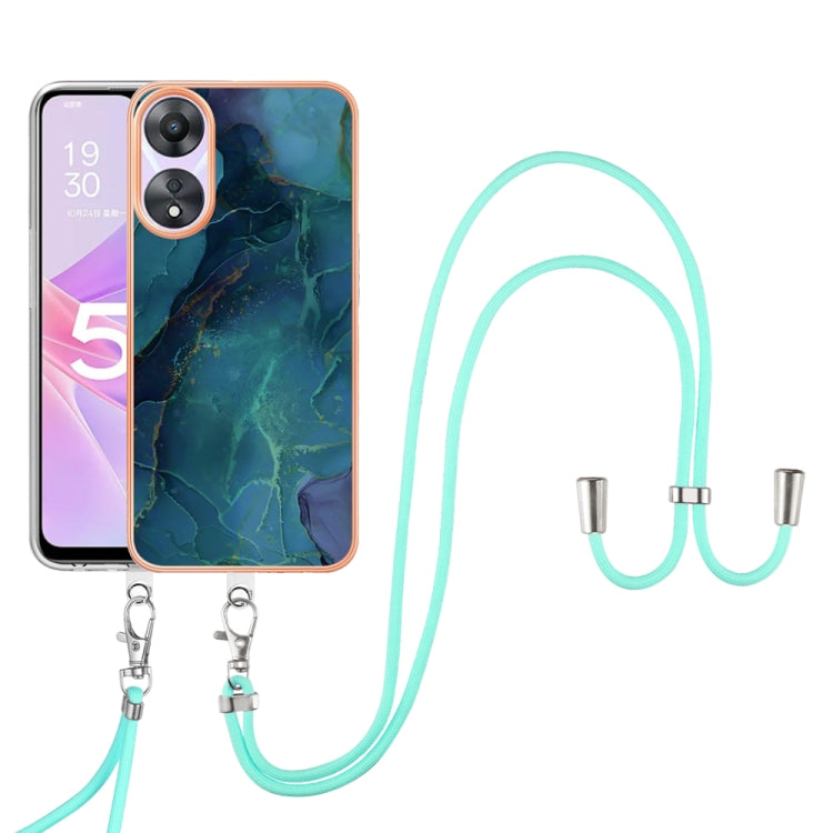 Electroplating Marble Dual-side IMD Phone Case with Lanyard, For OPPO Reno10 Pro 5G Global, For OPPO A78 4G, For OPPO Reno8 T 4G, For OPPO A78 / A58