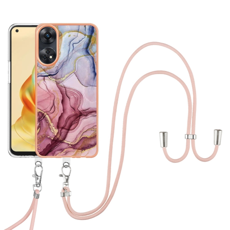 Electroplating Marble Dual-side IMD Phone Case with Lanyard, For OPPO Reno10 Pro 5G Global, For OPPO A78 4G, For OPPO Reno8 T 4G, For OPPO A78 / A58