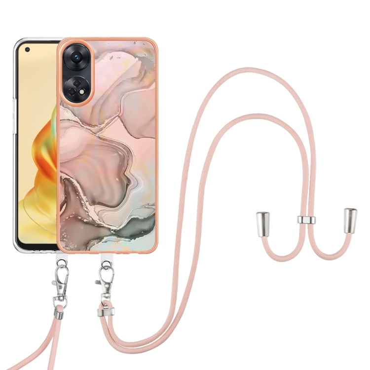Electroplating Marble Dual-side IMD Phone Case with Lanyard, For OPPO Reno10 Pro 5G Global, For OPPO A78 4G, For OPPO Reno8 T 4G, For OPPO A78 / A58