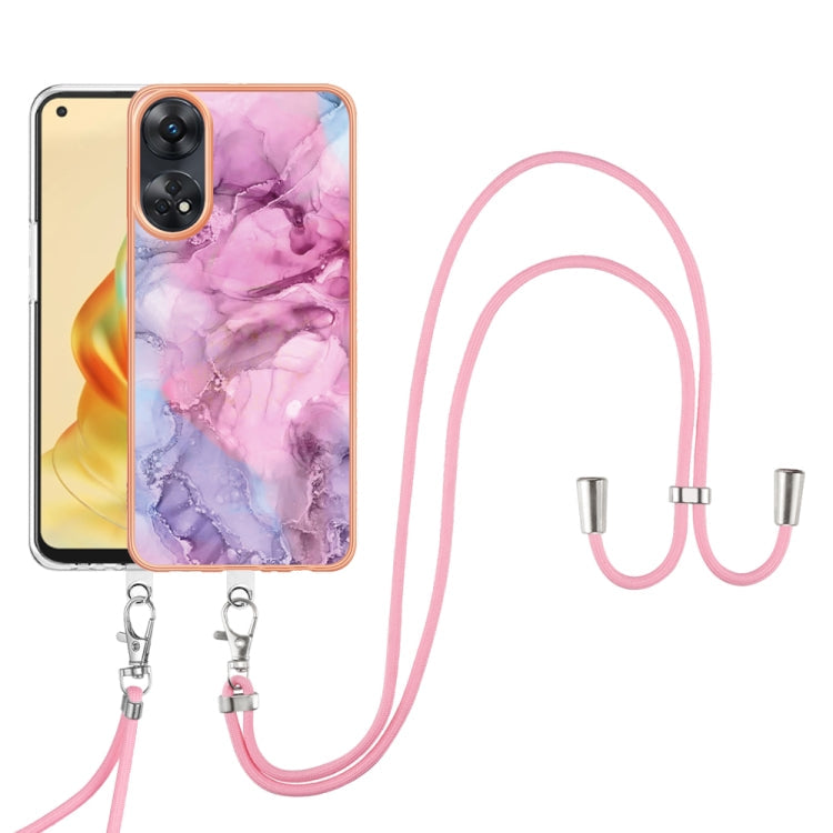 Electroplating Marble Dual-side IMD Phone Case with Lanyard, For OPPO Reno10 Pro 5G Global, For OPPO A78 4G, For OPPO Reno8 T 4G, For OPPO A78 / A58