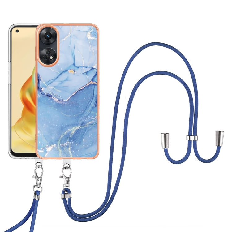 Electroplating Marble Dual-side IMD Phone Case with Lanyard, For OPPO Reno10 Pro 5G Global, For OPPO A78 4G, For OPPO Reno8 T 4G, For OPPO A78 / A58