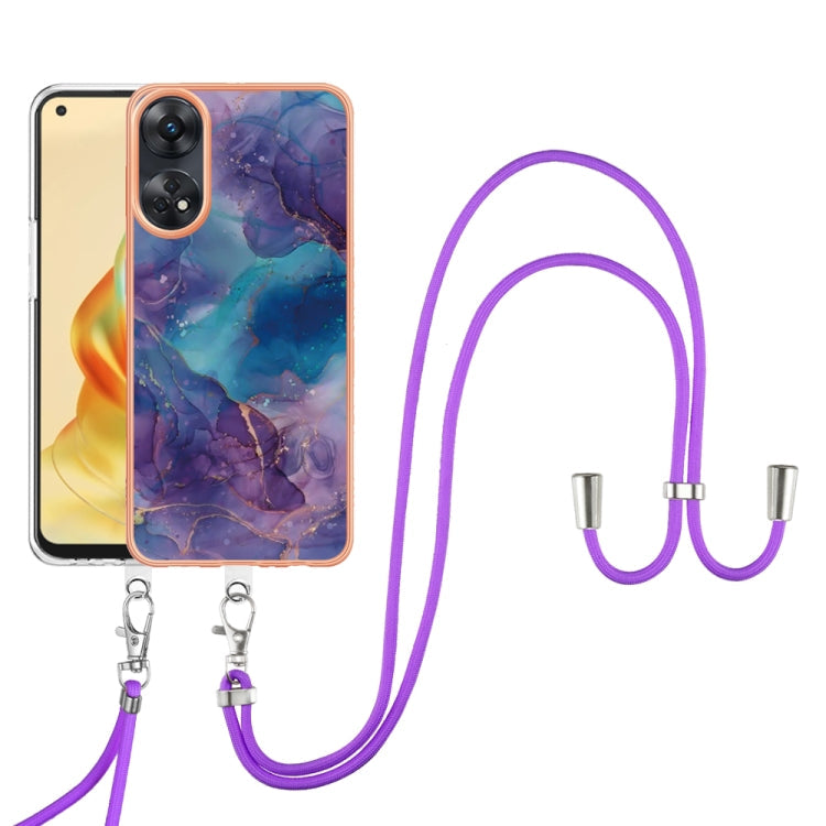 Electroplating Marble Dual-side IMD Phone Case with Lanyard, For OPPO Reno10 Pro 5G Global, For OPPO A78 4G, For OPPO Reno8 T 4G, For OPPO A78 / A58