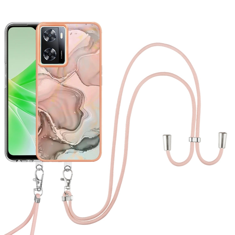 Electroplating Marble Dual-side IMD Phone Case with Lanyard, For OPPO A98, For OPPO K10 5G Global, For OPPO A77 5G Taiwan Edition, For OPPO A57 4G 2022