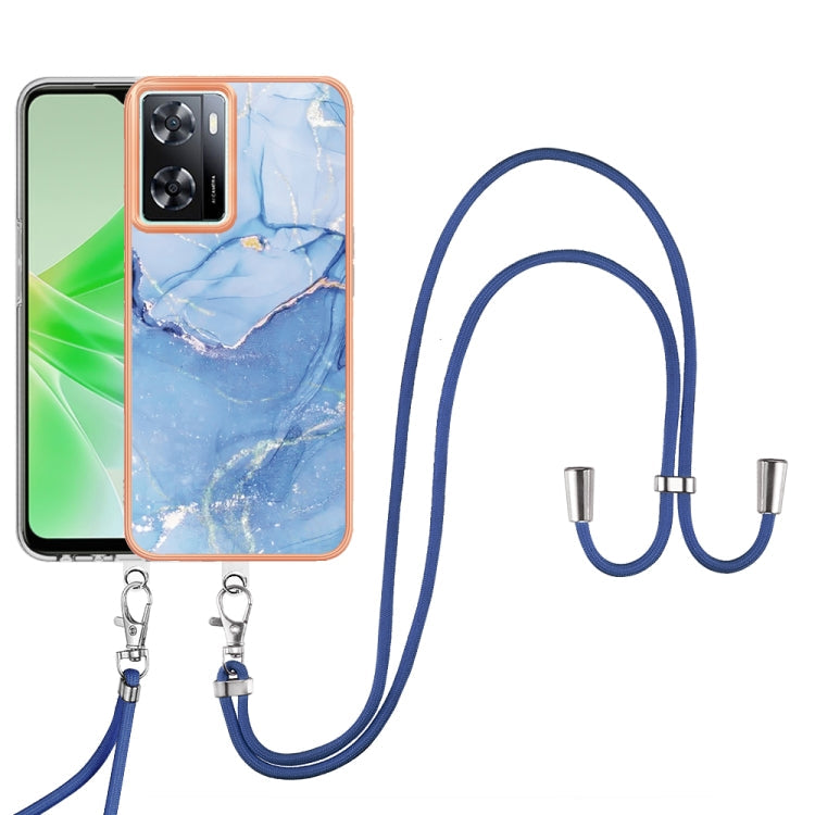 Electroplating Marble Dual-side IMD Phone Case with Lanyard, For OPPO A98, For OPPO K10 5G Global, For OPPO A77 5G Taiwan Edition, For OPPO A57 4G 2022