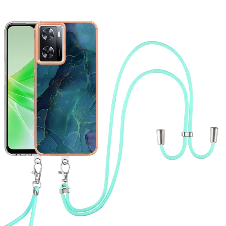 Electroplating Marble Dual-side IMD Phone Case with Lanyard, For OPPO A98, For OPPO K10 5G Global, For OPPO A77 5G Taiwan Edition, For OPPO A57 4G 2022