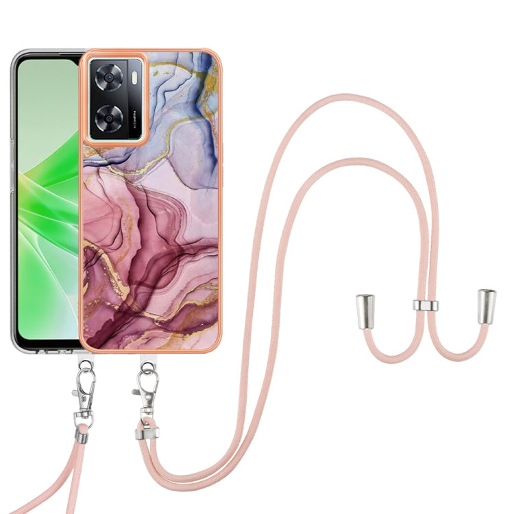 Electroplating Marble Dual-side IMD Phone Case with Lanyard, For OPPO A98, For OPPO K10 5G Global, For OPPO A77 5G Taiwan Edition, For OPPO A57 4G 2022