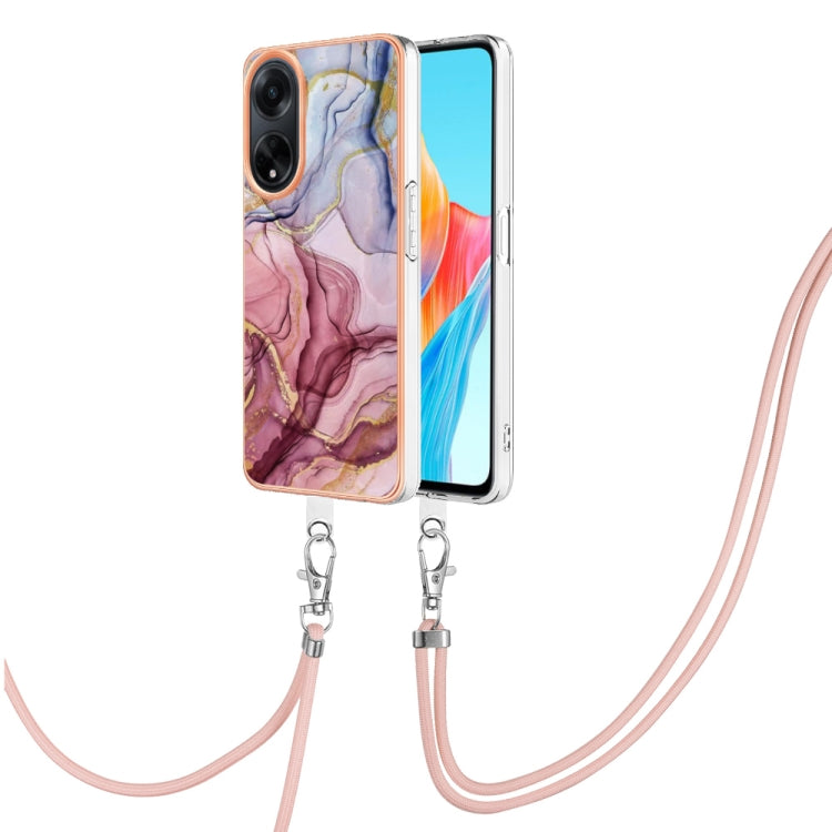 Electroplating Marble Dual-side IMD Phone Case with Lanyard, For OPPO A98, For OPPO K10 5G Global, For OPPO A77 5G Taiwan Edition, For OPPO A57 4G 2022