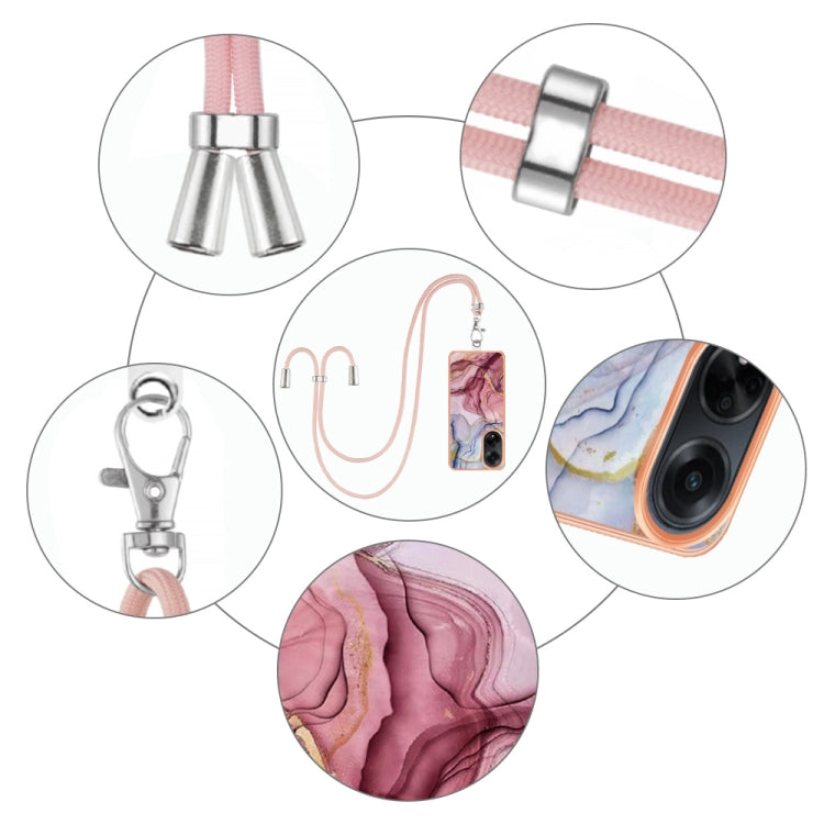 Electroplating Marble Dual-side IMD Phone Case with Lanyard, For OPPO A98, For OPPO K10 5G Global, For OPPO A77 5G Taiwan Edition, For OPPO A57 4G 2022