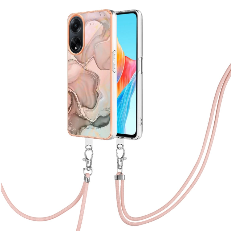 Electroplating Marble Dual-side IMD Phone Case with Lanyard, For OPPO A98, For OPPO K10 5G Global, For OPPO A77 5G Taiwan Edition, For OPPO A57 4G 2022