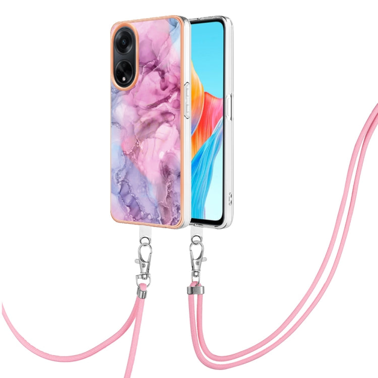 Electroplating Marble Dual-side IMD Phone Case with Lanyard, For OPPO A98, For OPPO K10 5G Global, For OPPO A77 5G Taiwan Edition, For OPPO A57 4G 2022