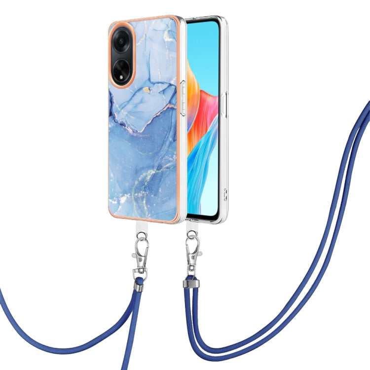 Electroplating Marble Dual-side IMD Phone Case with Lanyard, For OPPO A98, For OPPO K10 5G Global, For OPPO A77 5G Taiwan Edition, For OPPO A57 4G 2022