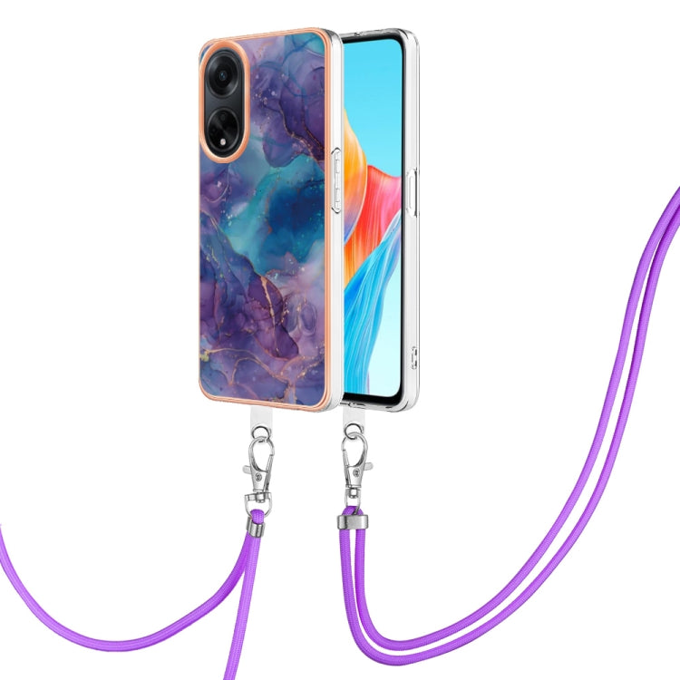 Electroplating Marble Dual-side IMD Phone Case with Lanyard, For OPPO A98, For OPPO K10 5G Global, For OPPO A77 5G Taiwan Edition, For OPPO A57 4G 2022