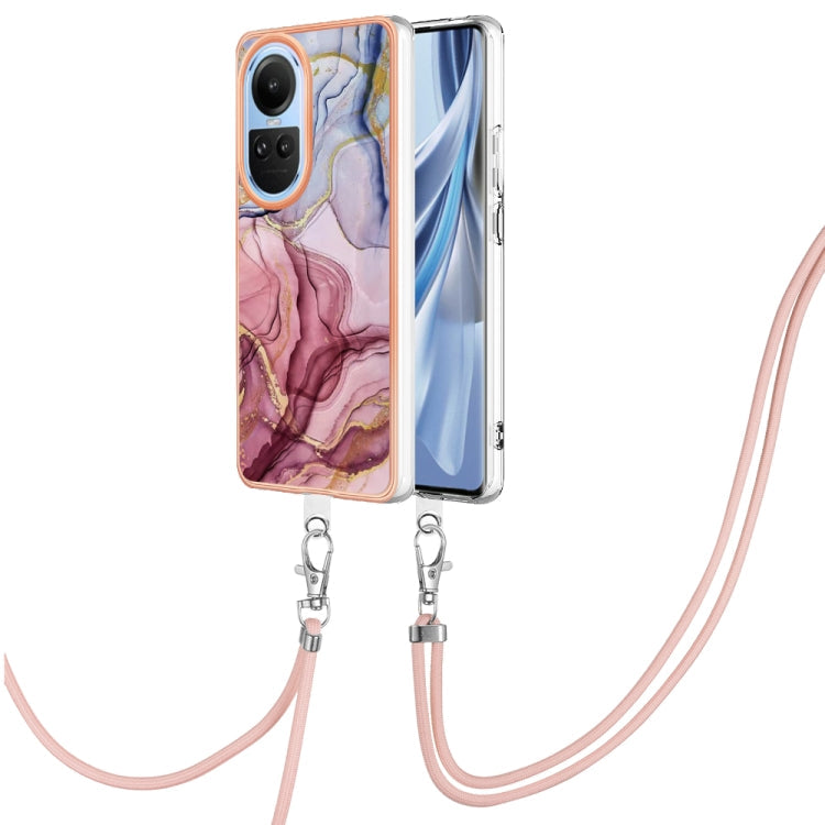 Electroplating Marble Dual-side IMD Phone Case with Lanyard, For OPPO Reno11 5G Global, For OPPO Reno11 Pro 5G Global, For OPPO A58 4G, For OPPO Reno10 5G Global