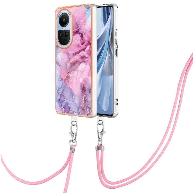 Electroplating Marble Dual-side IMD Phone Case with Lanyard, For OPPO Reno11 5G Global, For OPPO Reno11 Pro 5G Global, For OPPO A58 4G, For OPPO Reno10 5G Global