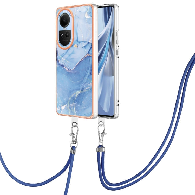 Electroplating Marble Dual-side IMD Phone Case with Lanyard, For OPPO Reno11 5G Global, For OPPO Reno11 Pro 5G Global, For OPPO A58 4G, For OPPO Reno10 5G Global