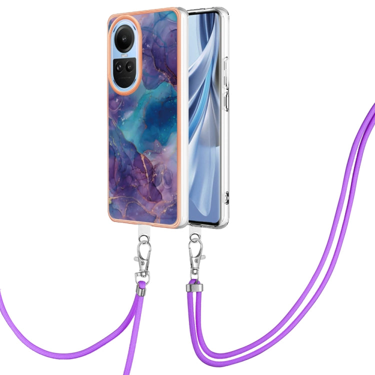 Electroplating Marble Dual-side IMD Phone Case with Lanyard, For OPPO Reno11 5G Global, For OPPO Reno11 Pro 5G Global, For OPPO A58 4G, For OPPO Reno10 5G Global