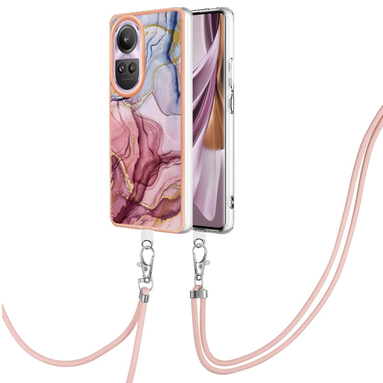 Electroplating Marble Dual-side IMD Phone Case with Lanyard, For OPPO Reno10 Pro 5G Global, For OPPO A78 4G, For OPPO Reno8 T 4G, For OPPO A78 / A58