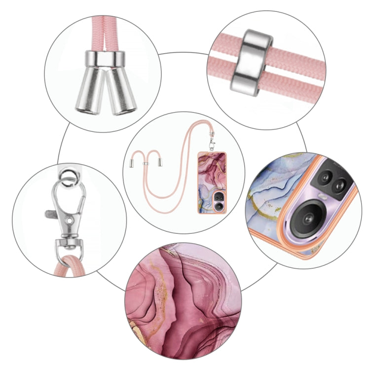 Electroplating Marble Dual-side IMD Phone Case with Lanyard, For OPPO Reno10 Pro 5G Global, For OPPO A78 4G, For OPPO Reno8 T 4G, For OPPO A78 / A58