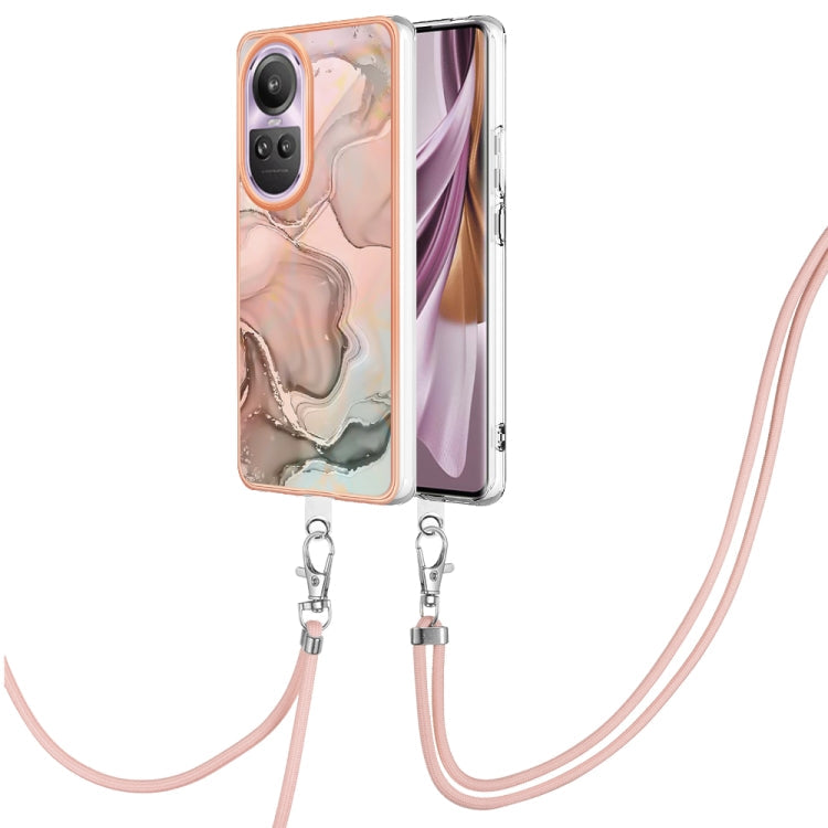 Electroplating Marble Dual-side IMD Phone Case with Lanyard, For OPPO Reno10 Pro 5G Global, For OPPO A78 4G, For OPPO Reno8 T 4G, For OPPO A78 / A58
