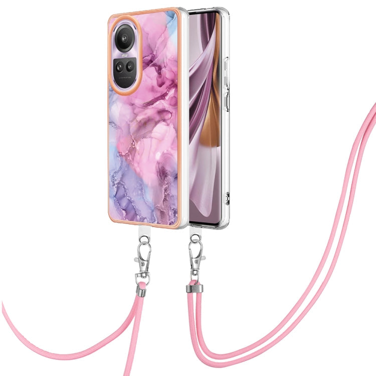 Electroplating Marble Dual-side IMD Phone Case with Lanyard, For OPPO Reno10 Pro 5G Global, For OPPO A78 4G, For OPPO Reno8 T 4G, For OPPO A78 / A58