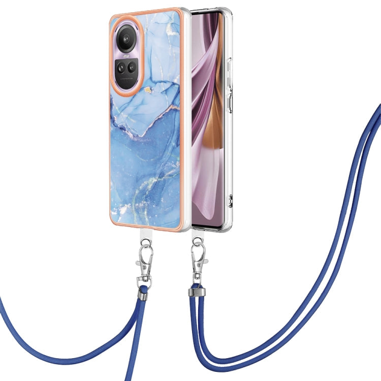 Electroplating Marble Dual-side IMD Phone Case with Lanyard, For OPPO Reno10 Pro 5G Global, For OPPO A78 4G, For OPPO Reno8 T 4G, For OPPO A78 / A58