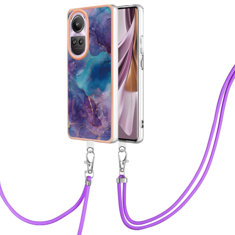 Electroplating Marble Dual-side IMD Phone Case with Lanyard, For OPPO Reno10 Pro 5G Global, For OPPO A78 4G, For OPPO Reno8 T 4G, For OPPO A78 / A58