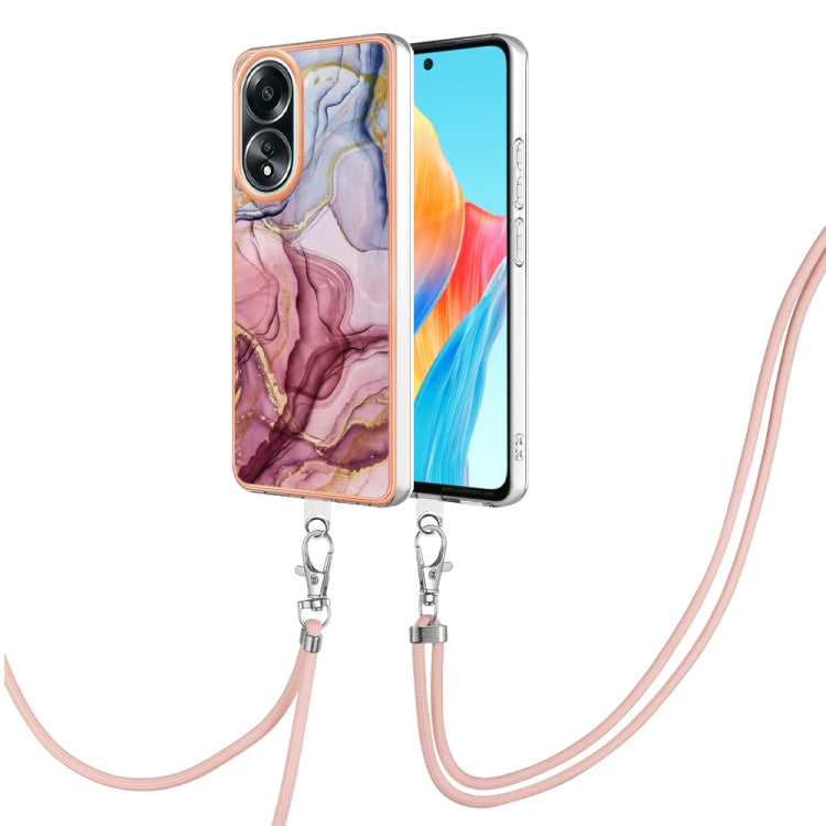 Electroplating Marble Dual-side IMD Phone Case with Lanyard, For OPPO Reno11 5G Global, For OPPO Reno11 Pro 5G Global, For OPPO A58 4G, For OPPO Reno10 5G Global