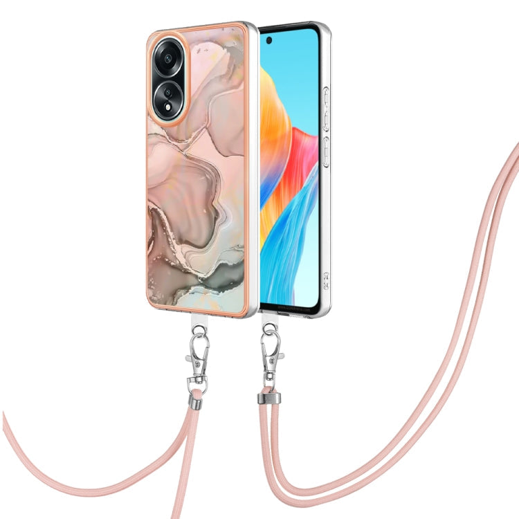 Electroplating Marble Dual-side IMD Phone Case with Lanyard, For OPPO Reno11 5G Global, For OPPO Reno11 Pro 5G Global, For OPPO A58 4G, For OPPO Reno10 5G Global