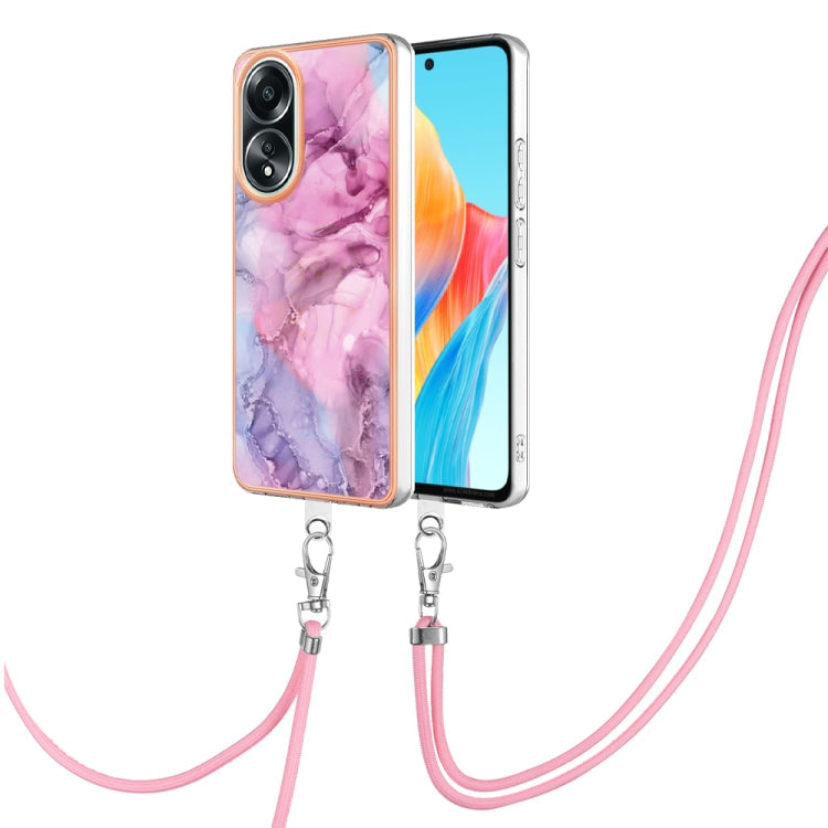 Electroplating Marble Dual-side IMD Phone Case with Lanyard, For OPPO Reno11 5G Global, For OPPO Reno11 Pro 5G Global, For OPPO A58 4G, For OPPO Reno10 5G Global