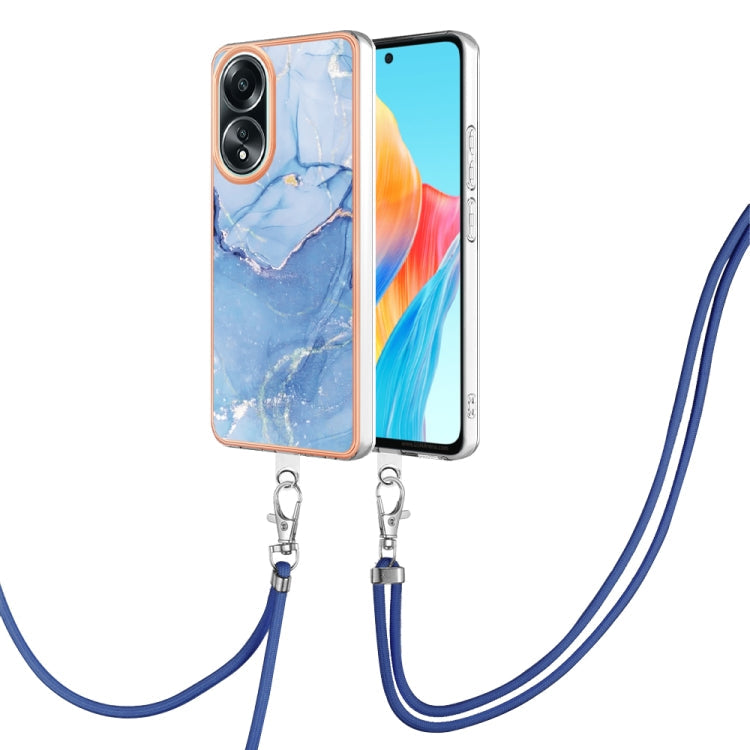 Electroplating Marble Dual-side IMD Phone Case with Lanyard, For OPPO Reno11 5G Global, For OPPO Reno11 Pro 5G Global, For OPPO A58 4G, For OPPO Reno10 5G Global