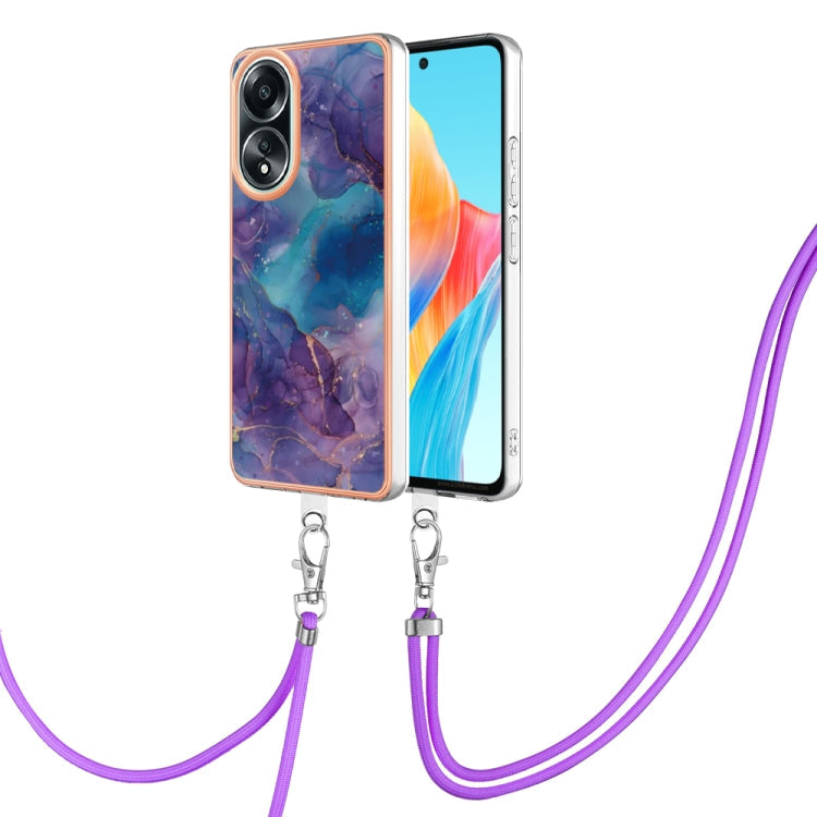 Electroplating Marble Dual-side IMD Phone Case with Lanyard, For OPPO Reno11 5G Global, For OPPO Reno11 Pro 5G Global, For OPPO A58 4G, For OPPO Reno10 5G Global