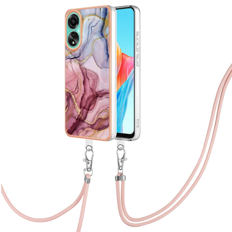 Electroplating Marble Dual-side IMD Phone Case with Lanyard, For OPPO Reno10 Pro 5G Global, For OPPO A78 4G, For OPPO Reno8 T 4G, For OPPO A78 / A58