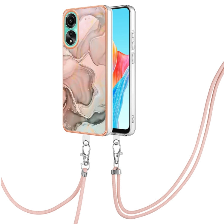 Electroplating Marble Dual-side IMD Phone Case with Lanyard, For OPPO Reno10 Pro 5G Global, For OPPO A78 4G, For OPPO Reno8 T 4G, For OPPO A78 / A58