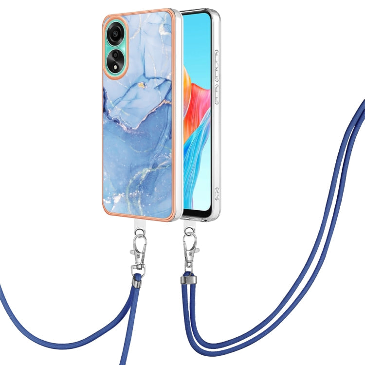 Electroplating Marble Dual-side IMD Phone Case with Lanyard, For OPPO Reno10 Pro 5G Global, For OPPO A78 4G, For OPPO Reno8 T 4G, For OPPO A78 / A58