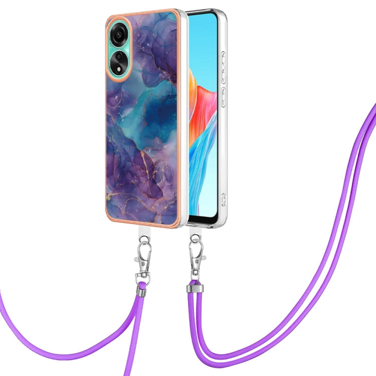 Electroplating Marble Dual-side IMD Phone Case with Lanyard, For OPPO Reno10 Pro 5G Global, For OPPO A78 4G, For OPPO Reno8 T 4G, For OPPO A78 / A58