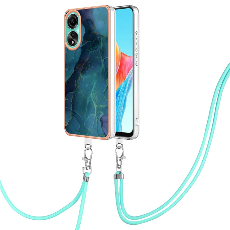 Electroplating Marble Dual-side IMD Phone Case with Lanyard, For OPPO Reno10 Pro 5G Global, For OPPO A78 4G, For OPPO Reno8 T 4G, For OPPO A78 / A58