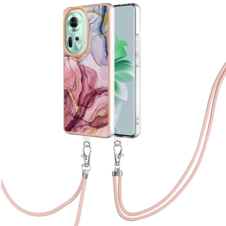 Electroplating Marble Dual-side IMD Phone Case with Lanyard, For OPPO Reno11 5G Global, For OPPO Reno11 Pro 5G Global, For OPPO A58 4G, For OPPO Reno10 5G Global