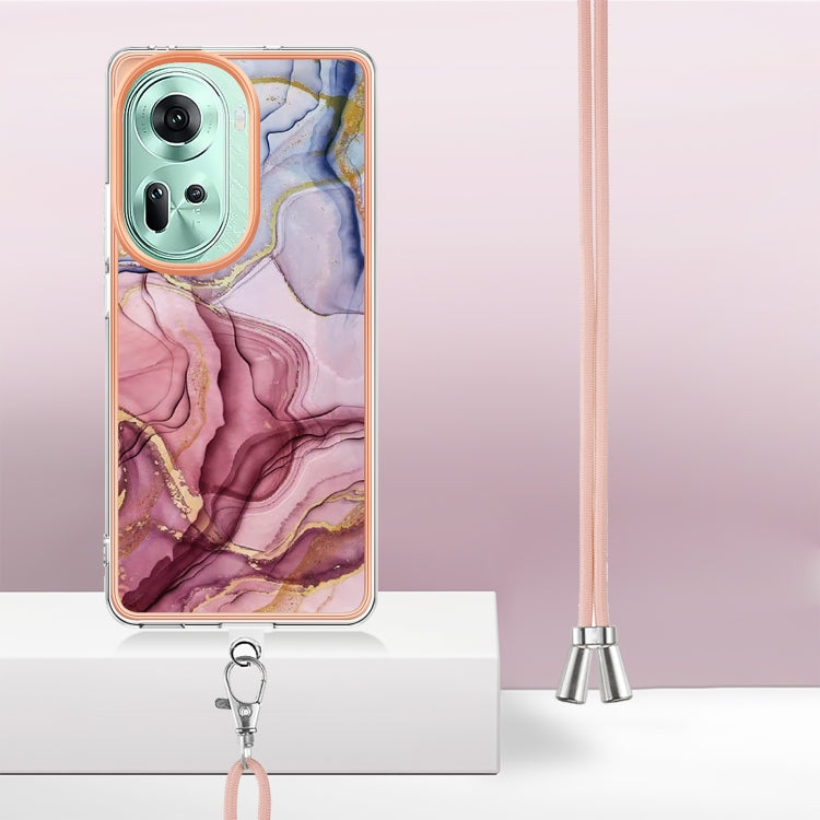 Electroplating Marble Dual-side IMD Phone Case with Lanyard, For OPPO Reno11 5G Global, For OPPO Reno11 Pro 5G Global, For OPPO A58 4G, For OPPO Reno10 5G Global