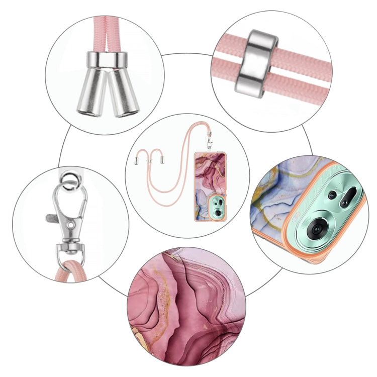 Electroplating Marble Dual-side IMD Phone Case with Lanyard, For OPPO Reno11 5G Global, For OPPO Reno11 Pro 5G Global, For OPPO A58 4G, For OPPO Reno10 5G Global