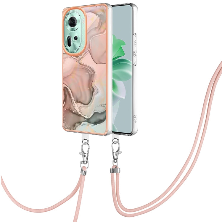 Electroplating Marble Dual-side IMD Phone Case with Lanyard, For OPPO Reno11 5G Global, For OPPO Reno11 Pro 5G Global, For OPPO A58 4G, For OPPO Reno10 5G Global