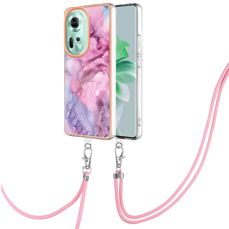 Electroplating Marble Dual-side IMD Phone Case with Lanyard, For OPPO Reno11 5G Global, For OPPO Reno11 Pro 5G Global, For OPPO A58 4G, For OPPO Reno10 5G Global