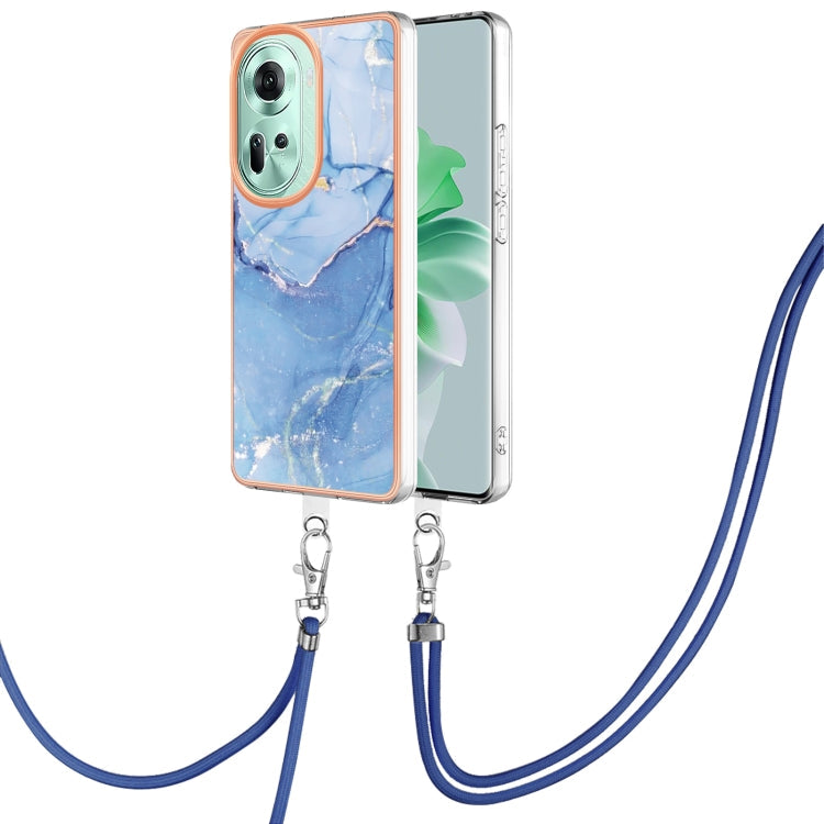 Electroplating Marble Dual-side IMD Phone Case with Lanyard, For OPPO Reno11 5G Global, For OPPO Reno11 Pro 5G Global, For OPPO A58 4G, For OPPO Reno10 5G Global
