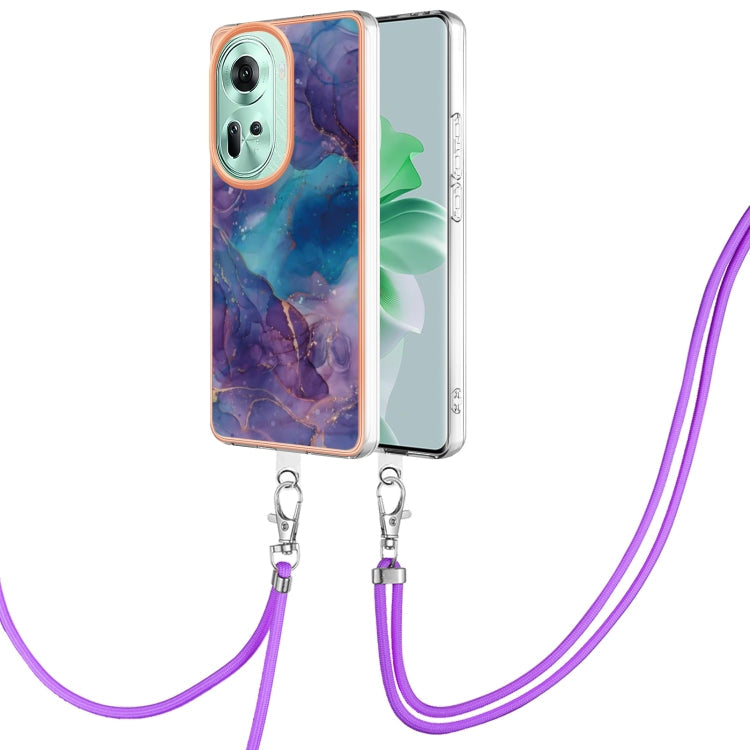 Electroplating Marble Dual-side IMD Phone Case with Lanyard, For OPPO Reno11 5G Global, For OPPO Reno11 Pro 5G Global, For OPPO A58 4G, For OPPO Reno10 5G Global