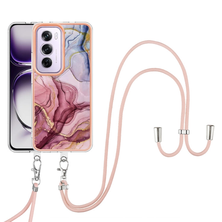 Electroplating Marble Dual-side IMD Phone Case with Lanyard, For OPPO Reno12 Pro Global, For OPPO Reno12 Global, For OPPO A60, For OPPO Reno11 F 5G Global