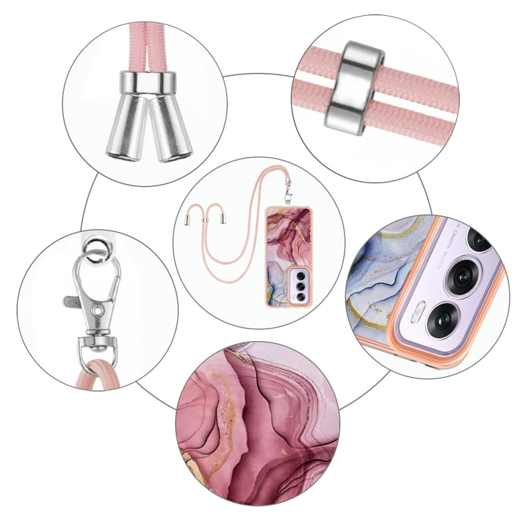 Electroplating Marble Dual-side IMD Phone Case with Lanyard, For OPPO Reno12 Pro Global, For OPPO Reno12 Global, For OPPO A60, For OPPO Reno11 F 5G Global