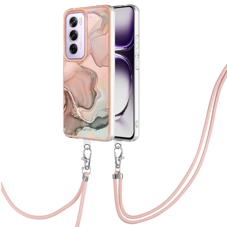 Electroplating Marble Dual-side IMD Phone Case with Lanyard, For OPPO Reno12 Pro Global, For OPPO Reno12 Global, For OPPO A60, For OPPO Reno11 F 5G Global