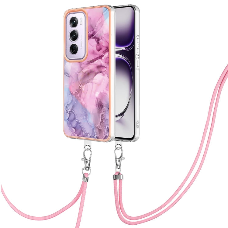 Electroplating Marble Dual-side IMD Phone Case with Lanyard, For OPPO Reno12 Pro Global, For OPPO Reno12 Global, For OPPO A60, For OPPO Reno11 F 5G Global