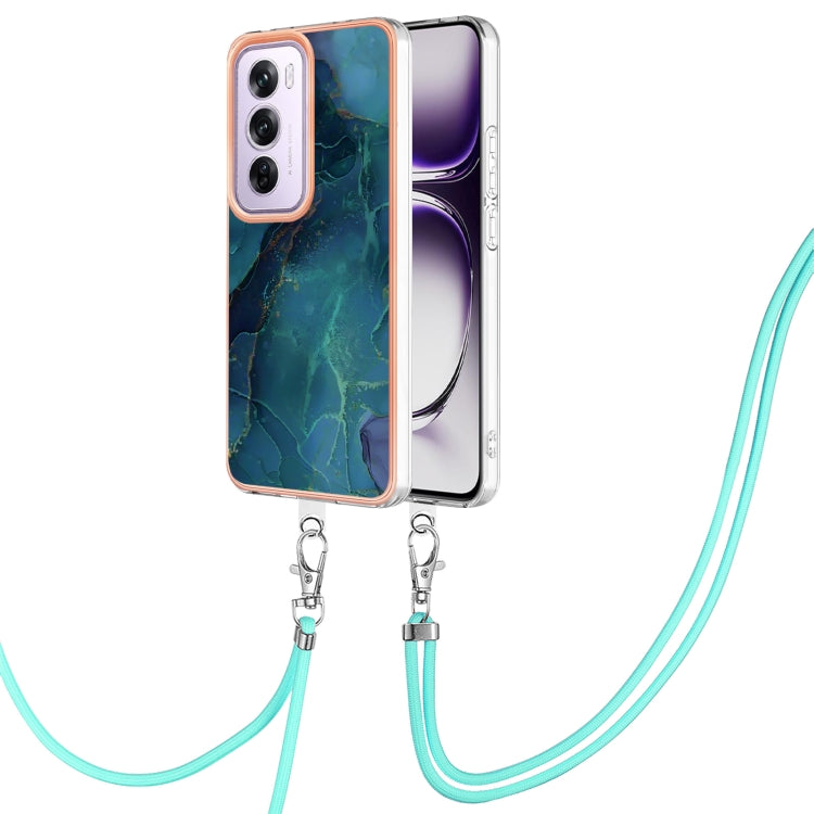 Electroplating Marble Dual-side IMD Phone Case with Lanyard, For OPPO Reno12 Pro Global, For OPPO Reno12 Global, For OPPO A60, For OPPO Reno11 F 5G Global